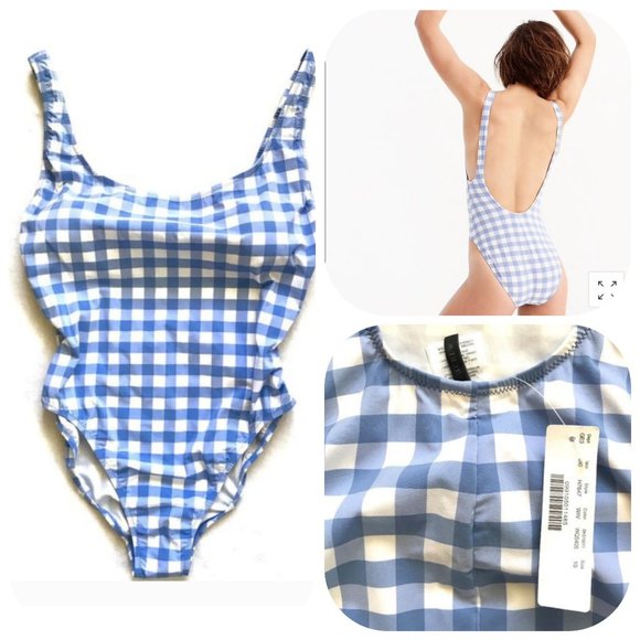 NWT J.Crew Blue/white one piece swimsuit